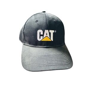 CAT Caterpillar Logo Black Baseball Cap Adjustable Strap Men's